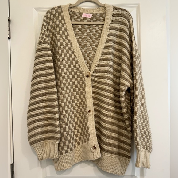 Pink Lily Sweaters - Pink Lily Checkered Cardigan
